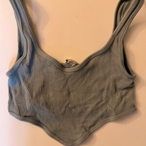 Zara Ribbed Top in Light Green